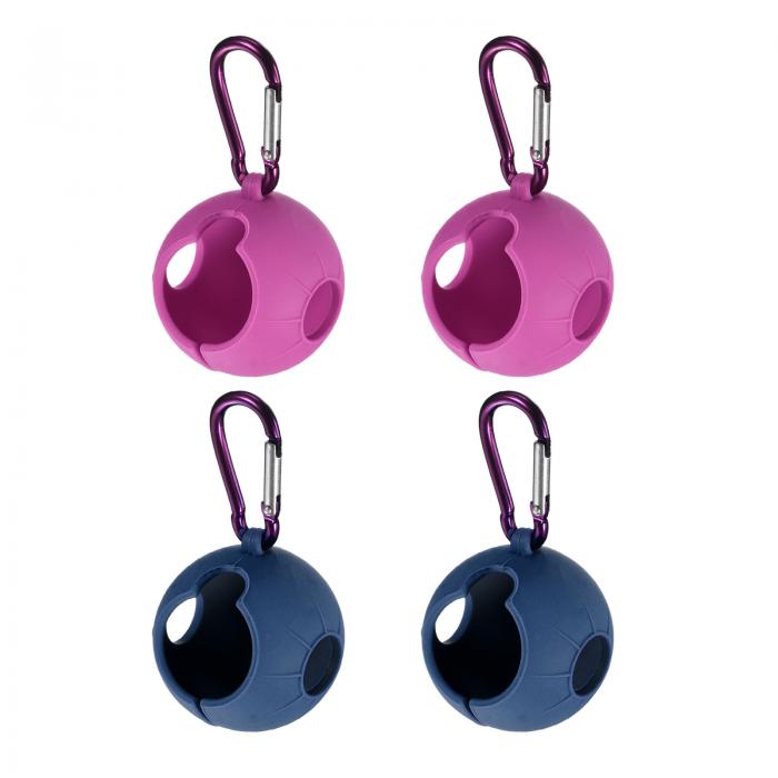 PATIKIL ゴルフボールホルダー 4個セット シリコン製ボールキャリア ベルト付きポータブルスリーブ ゴルフバッグ用 ローズレッド ブルー