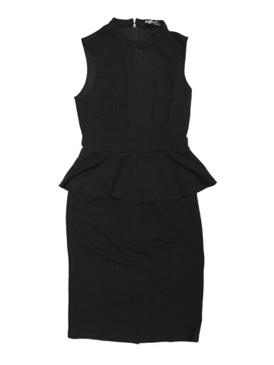 Allegra K シースドレス ペプラム ノースリーブワンピース モックネック ワーク レディース ブラック S Allegra K シースドレス ペプラム ノースリーブワンピース モックネック ワーク レディース ブラック S
