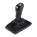 Partuto 5速マニュアルギアシフトノブカバー付き - メルセデスベンツEクラス2002-2009用プラスチック製フェイクレザーブラック - 1個