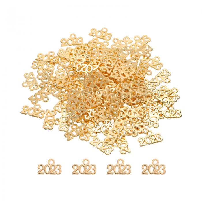 2023年号チャーム 卒業年チャーム タッセル DIYジュエリー作り ネックレスブレスレット キーチェーン用 100個 ゴールデン
