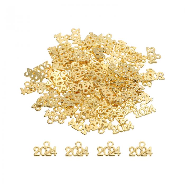 2024年号チャーム 卒業年チャーム タッセル DIYジュエリー作り ネックレスブレスレット キーチェーン用 100個 ブライトゴールデン