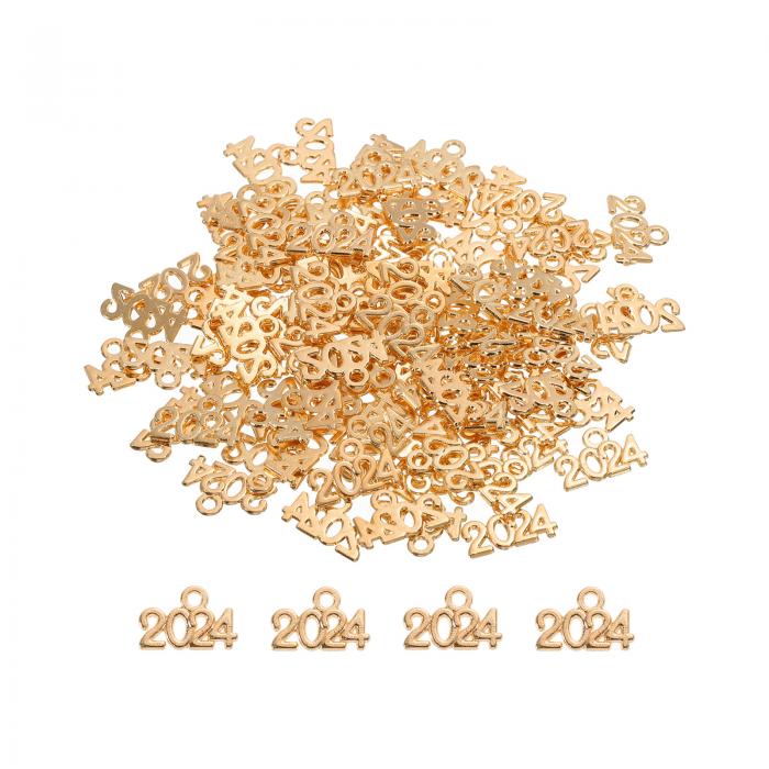 2024年号チャーム 卒業年チャーム タッセル DIYジュエリー作り ネックレスブレスレット キーチェーン用 100個 ゴールデン