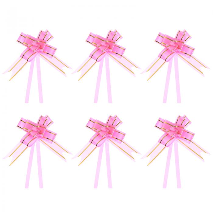PATIKIL プルボウリボン 20 cm ギフト包装紐 金糸風飾り 蝶ネクタイ 結婚式 誕生日 パーティー用 100個 ピンク