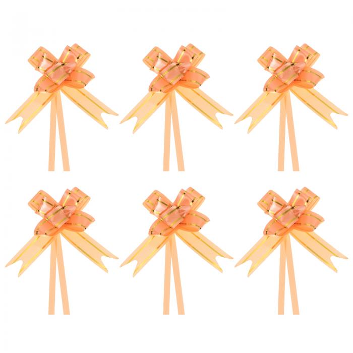 PATIKIL プルボウリボン 20 cm ギフト包装紐 金糸風飾り 蝶ネクタイ 結婚式 誕生日 パーティー用 100個 オレンジ