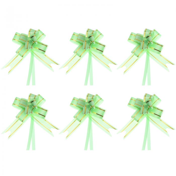 PATIKIL プルボウリボン 20 cm ギフト包装紐 金糸風飾り 蝶ネクタイ 結婚式 誕生日 パーティー用 100個 緑