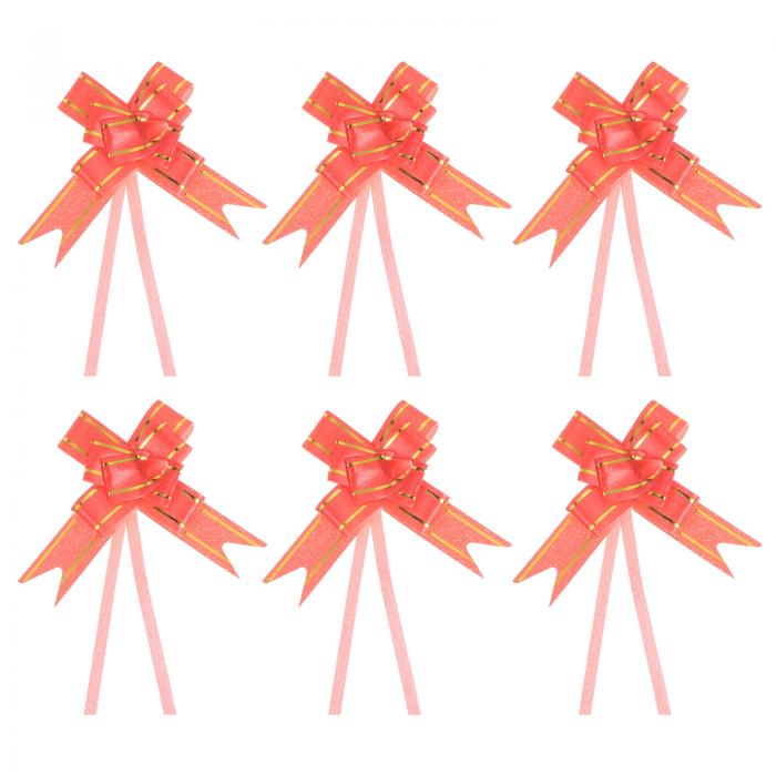 PATIKIL プルボウリボン 26 cm ギフト包装紐 金糸風飾り 蝶ネクタイ 結婚式 誕生日 パーティー用 100個 レッド