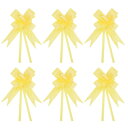 PATIKIL プルボウリボン 26 cm ギフト包装紐 ローズ柄装飾 蝶ネクタイ 結婚式 誕生日 パーティー用 100個 イエロー