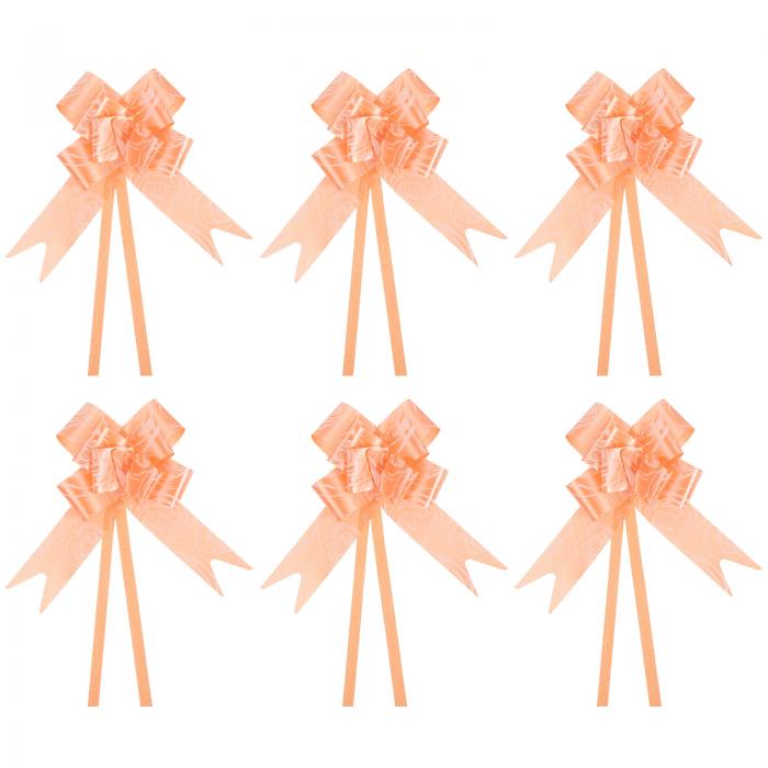 PATIKIL プルボウリボン 26 cm ギフト包装紐 ローズ柄装飾 蝶ネクタイ 結婚式 誕生日 パーティー用 100個 オレンジ