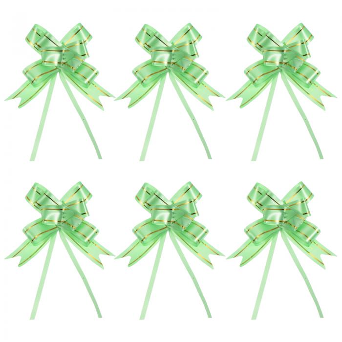 PATIKIL プルボウリボン 33 cm ギフト包装紐 金糸風飾り 蝶ネクタイ 結婚式 誕生日 パーティー用 100個 ライト緑