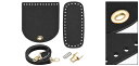 レザーバッグバックパック作りセット レザー財布作りキット バッグ底付き ショルダーストラップ、フラップカバー、ロック DIYバッグ作り用 黒 5個 2