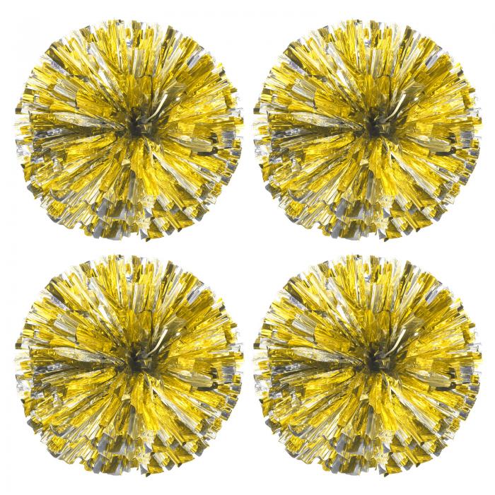 PATIKIL チアリーディングポンポン PETチアポム 指穴付き スポーツ ゲーム チームスピリット ファンダンス ステージイベント用 金 シルバー 4個