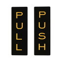 PATIKIL 15.2 x 5.1 cm プッシュプルドアサイン 1ペア アクリル 自己接着 バックサイン ドアステッカーサイン オフィス 店舗 ビジネス カフェ ショップ用 ブラック 金トーン