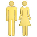 PATIKIL 20 cm バスルームサイン 1ペア ブラッシュド 男女トイレサイン 自己接着 トイレドア装飾ステッカー オフィス ビジネス用 金トーン
