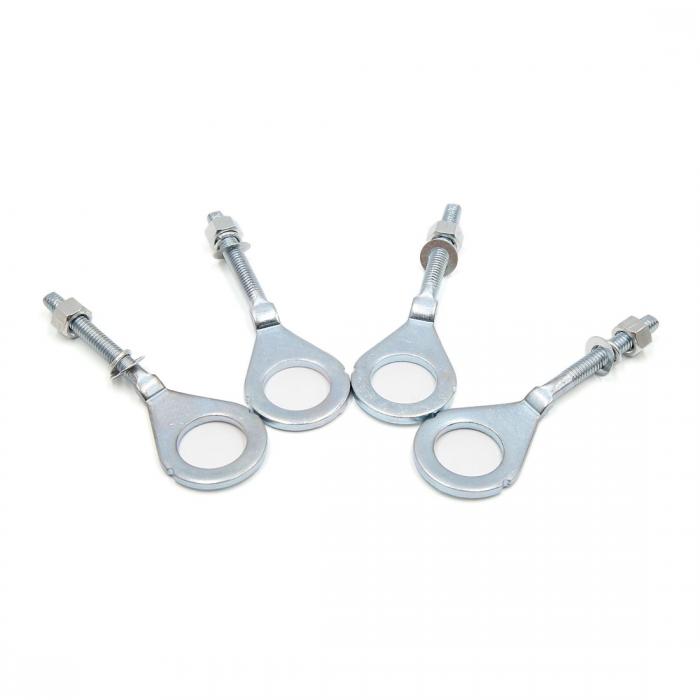 チェーンアクスルアジャスターテンショナー 18 mm穴径 金属 オートバイ用 シルバートーン 4個