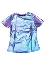 Allegra K ダンストップス パーティーシャツ メタリック ハロウィン衣装 半袖 光沢 マルチカラー レディース ブルーパープル S(4)