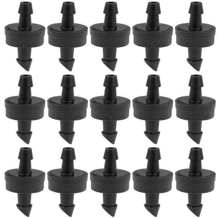 圧力補正ドリッパー?エミッタガーデン芝生点滴灌漑?バーブホースコネクタ付き ブラック 2.6 GPH 50個