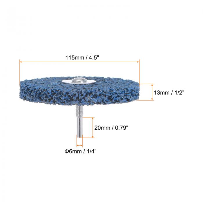 ストリップホイール ストリッピングホイール アングルグラインダークリーン ペイント削除 塗装錆用 115 mm 6 mmシャフト付き ブルー 3