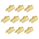 リボンクリンプクランプエンド 10 mm ブックマークピンチコードエンドクラスプ DIYクラフトメイキング用 ゴールドトーン 160個