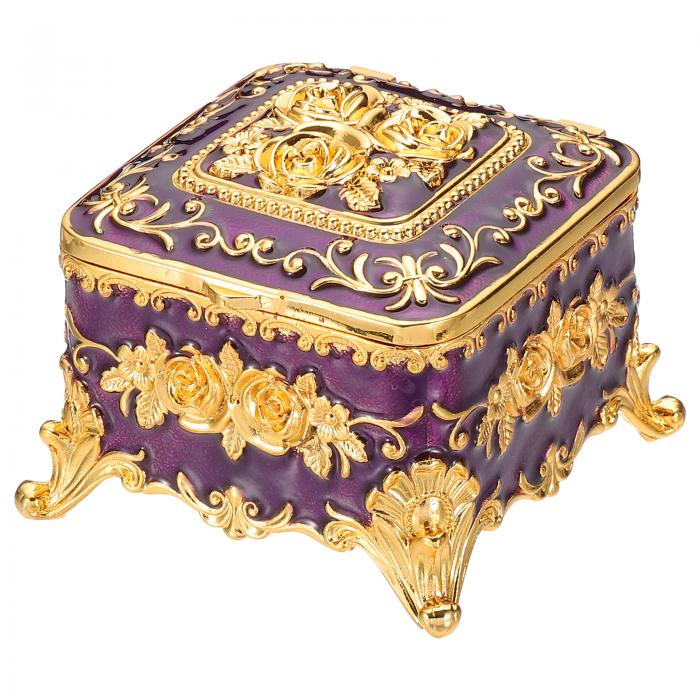 PATIKIL ヴィンテージメタルジ ュエリーボックス スクエアトリンケットオーガナイザーボックスジ ュエ..