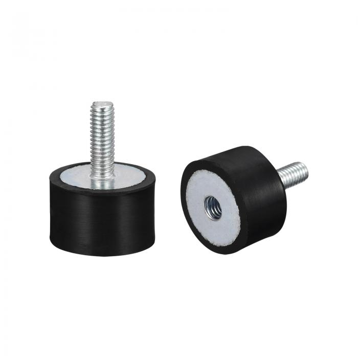 ラバーマウント M6 オス/メス 防振装置 ショックアブソーバー ガレージモーター 空気圧縮機 カーボートボビン用 D25 mmxH15 mm 2個