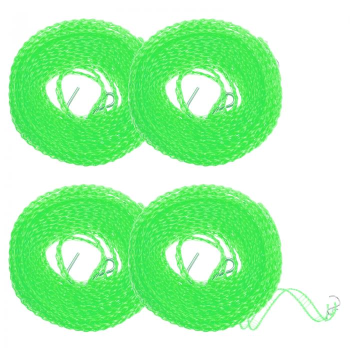 4個9.84ft風よけナイロン物干しロープ ポータブル洗濯ライン キャンプ旅行用ハンガーまたは家庭用 緑