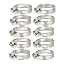 ホースクランプ ホースバンド 304ステンレス鋼材質 フィットホース径19-29mm シルバートーン 10個入り