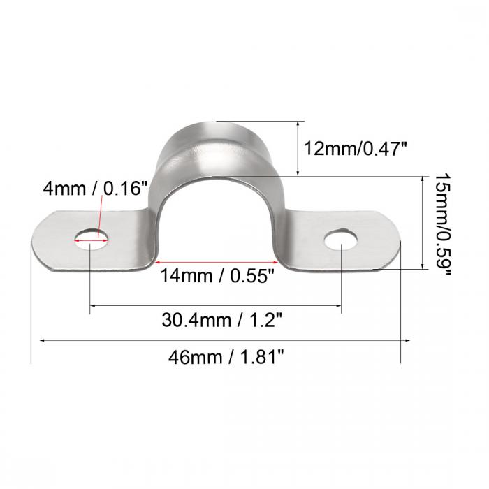 パイプ ストラップ 14mm リジッド パイプ ストラップ 304 ステンレス スチール 2穴 クランプ 20個入り 3