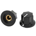 ポテンショメータロールノブ 2個 6mm 挿入 シャフト プラスチック ロータリー ポット ブラック