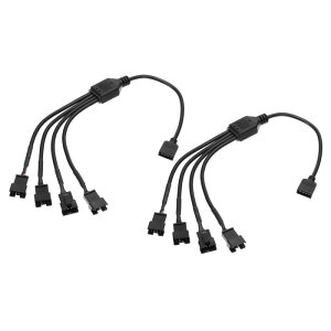 PATIKIL 12V 4ピンスプリッターケーブル 2個 PWMファンR GB電源コード 1から4 引数 SMメス延長コネクタープラグ コンピューターシャーシマザーボード用 黒