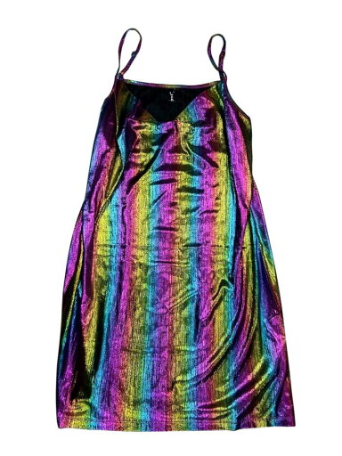 Allegra K ミニドレス キャミワンピース スパンコール メタリック パーティー ハロウィン衣装 レディース レインボー XS Allegra K ミニドレス キャミワンピース スパンコール メタリック パーティー ハロウィン衣装 レディース レインボー XS