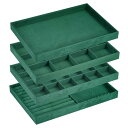 宝石トレイ 4個セット - リング イヤリング ネックレス ブレスレット用のスタック可能な宝石ディスプレイトレイ ベルベット宝石オーガナイザー 収納ボックス(ダ...