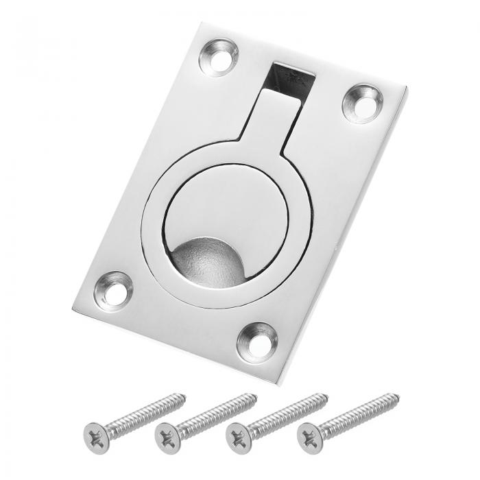 フラッシュリングプルハンドル 1個 63 x 44 mm - 316ステンレススチール製スクエアレセスドアプル ネジ..