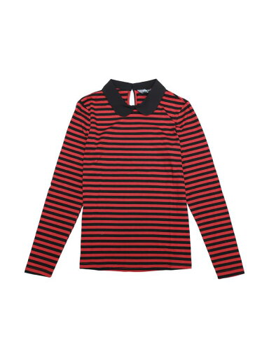 Allegra K ボーダー tシャツ ハロウィン衣装 丸襟 ブラウス トップス ストライプ 長袖 襟付き 可愛い レディース レッドブラック XS Allegra K ボーダー tシャツ ハロウィン衣装 丸襟 ブラウス トップス ストライプ 長袖 襟付き 可愛い レディース レッドブラック XS