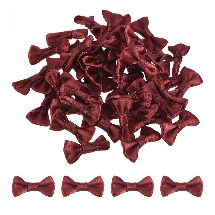 100個 ワインレッド 蝶ネクタイ 1.2" x 0.6" ミニ蝶結び 小さなサテン 蝶結び 大量 DIY 裁縫 スクラッ..