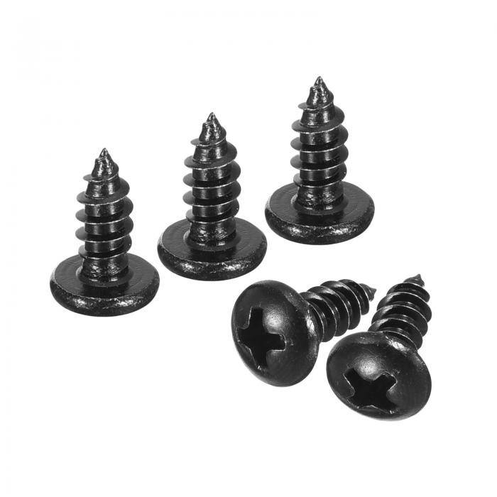 4mm x 10mm セルフタッピングネジ パンヘッド 100個入り 304ステンレス鋼 ラウンドヘッド 木ねじ フルスレッド ブラック