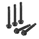 六角ワッシャーヘッドセルフドリルねじ 410ステンレス鋼板金 セルフタッピングねじ メタルウッド用 4.8 x 38 mm ブラック 100個入り