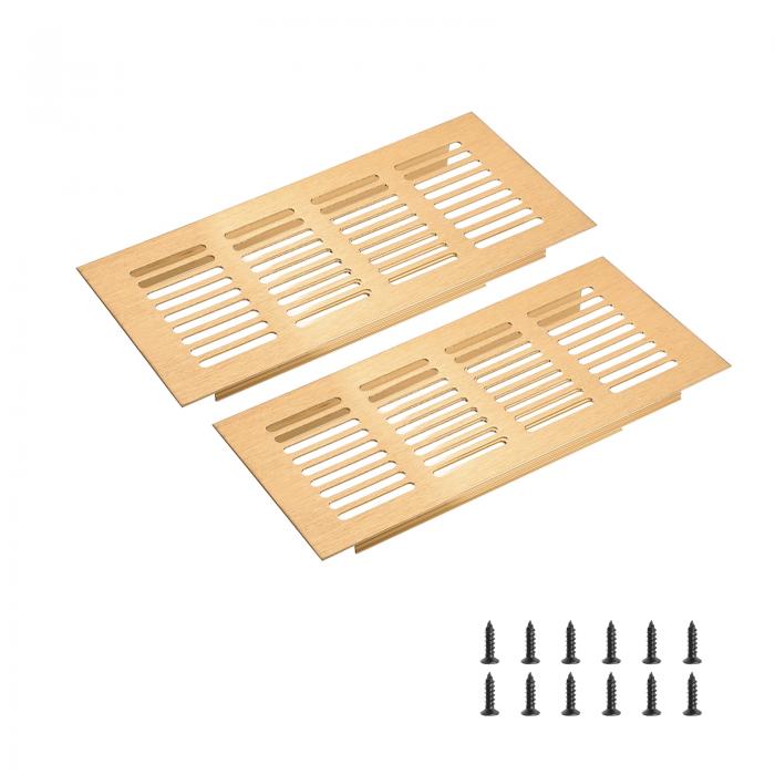 長方形換気グリル アルミ合金メッシュエアベントカバールーバー付き換気カバー キャビネット ワードローブ シューズクローゼット用取り付け用ネジ付き（200x80mm/8