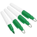 PATIKIL ミニ永久マーク 4個入り 乾式消去ペン キーホルダー付き オフィス 会議 屋外活動向け緑