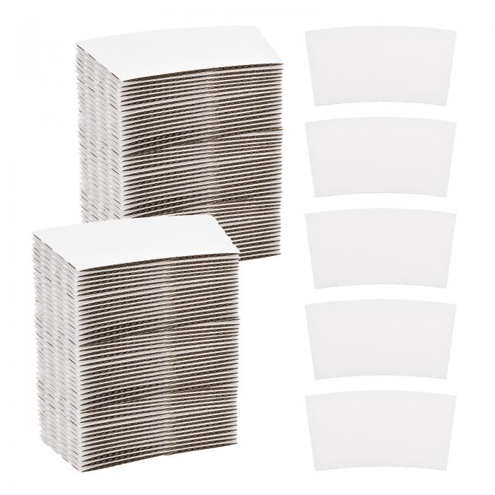 100個 使い捨てコーヒーカップスリーブ 紙コップ用 段ボール製カップスリーブ 断熱・手 保護 ホットド..