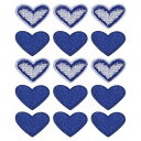 パッチの小さいハート型アイロン ダークブルー 刺繍 刺繍ハートパッチ アップリケ 衣装用 ジャケット リュック 靴 修復 装飾 取り繕い 15個入り