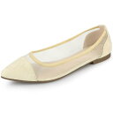 Allegra K フラットシューズ パンプス バレエシューズ メッシュ ポインテッドトゥ スリッポン レディース ベージュ 23.0cm