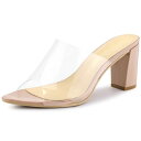 Allegra K サボサンダル クリア 透明 ミュール サンダル チャンキーヒール ポインテッドトゥ レディース ヌード 27.0cm