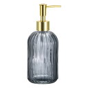 ソープディスペンサーセット ガラス皿 ハンドソープディスペンサー ポンプ付き キッチン用 トイレ用 金 グレー 400ml