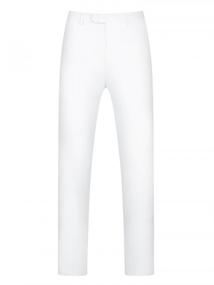 Lars Amadeus ドレスパンツ クラシック フィット 無地 ストレッチ フラットフロント ワーク ビジネス スーツパンツ メンズ ホワイト 2XL