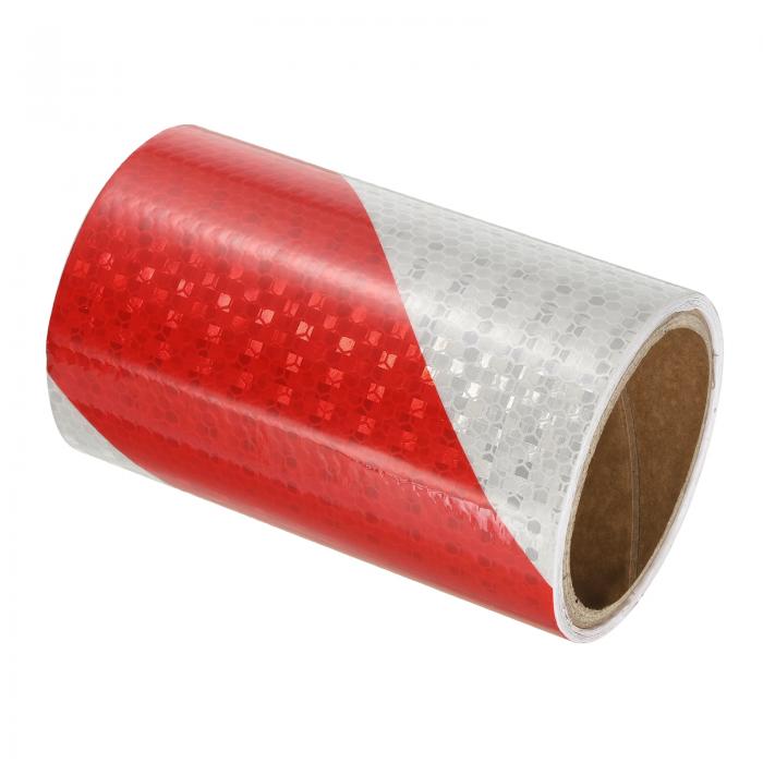 PATIKIL 反射テープ 15 cm x 3 M 防水 高視認性 危険警告 安全粘着テープ 車 トラック トレーラー用 レッド ホワイト