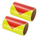 PATIKIL 反射テープ 2ロール 15 cm x 3 M 防水 高視認性 蛍光 警告 安全粘着テープ トラック トレーラー用 イエロー レッド(4)
