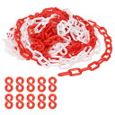 PATIKIL 赤/白プラスチックチェーン 39フィート6mm安全バリアチェーン クラウドコントロール 列線 駐車場 フェンス ゲート コンサート 建設現場 装飾用