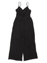 Allegra K ジャンプスーツ サマー スパゲッティストラップ カットアウト ワイドレッグ ロンパース レディース ブラック L(4)
