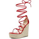 Allegra K レディース プラットフォーム エスパドリーユ ウェッジヒール 透明ストラップ サンダル レッド 25(4)