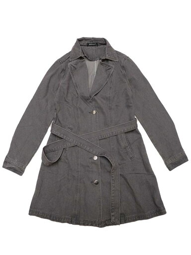 Allegra K ロング デニムジャケット ジージャン トレンチ ベルト付き レディース グレー M Allegra K ロング デニムジャケット ジージャン トレンチ ベルト付き レディース グレー M